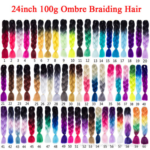 Hot Selling Wholesale Jumbo Ombre Braiding Hair For Crochet Braids Hair Expression Synthetic Braiding Hair Extensions 24 inch